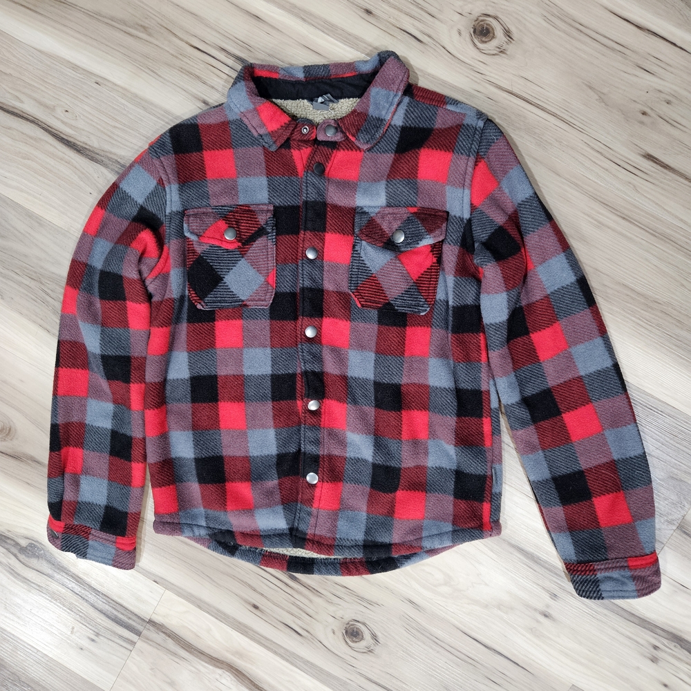 Plaid Kids Fleece- Red and Black